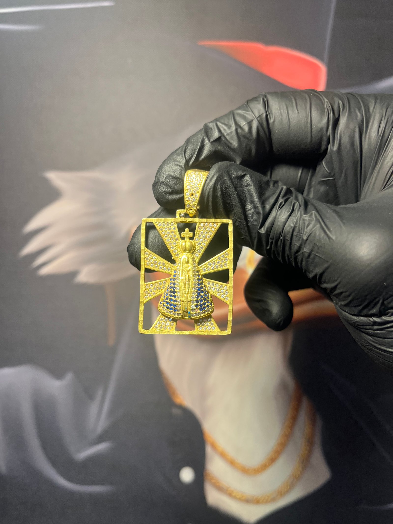 Pingente Santa Maria Vazado Cravejado (M) 