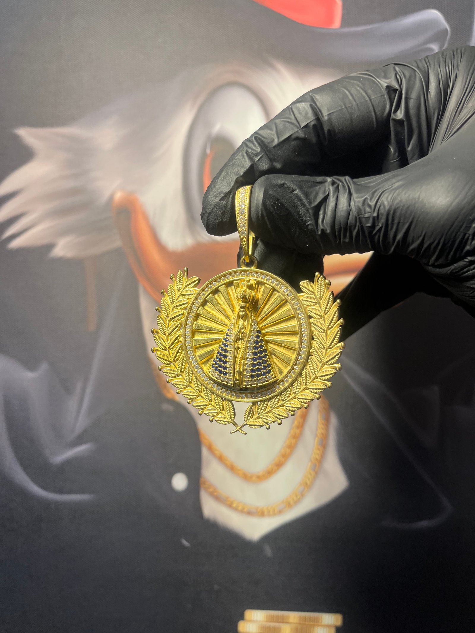 Pingente Santa Maria Cravejado Redondo (G)